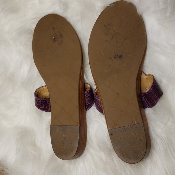 Jack Rogers Larissa Lilah Leather Thong Sandal 8.5 purple Logo Croc Embossed - Picture 4 of 7
